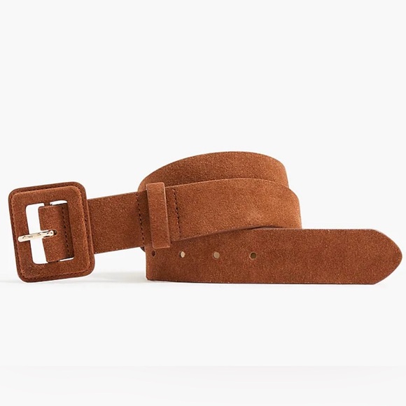 NEW Women’s J. Crew Brown Suede Belt with Square Buckle M/L - Picture 1 of 9